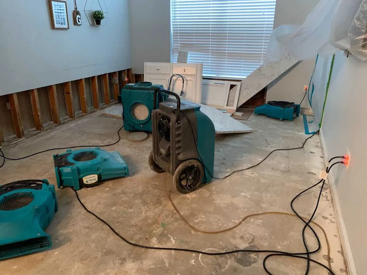 Dehumidifier in flood-cut room for Water Damage Restoration in Munhall